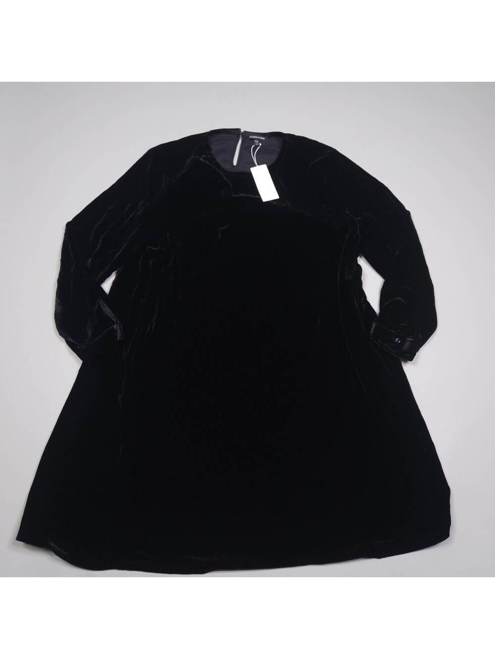 $348 Eileen Fisher Velvet Crew Neck Shift Dress Long Sleeve Medium
